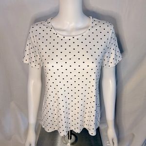 White and blue polka dot shirt